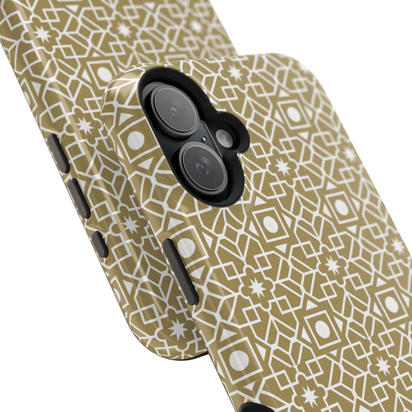 Beige and Gold Geometric Design Iphone Magnetic Tough Case