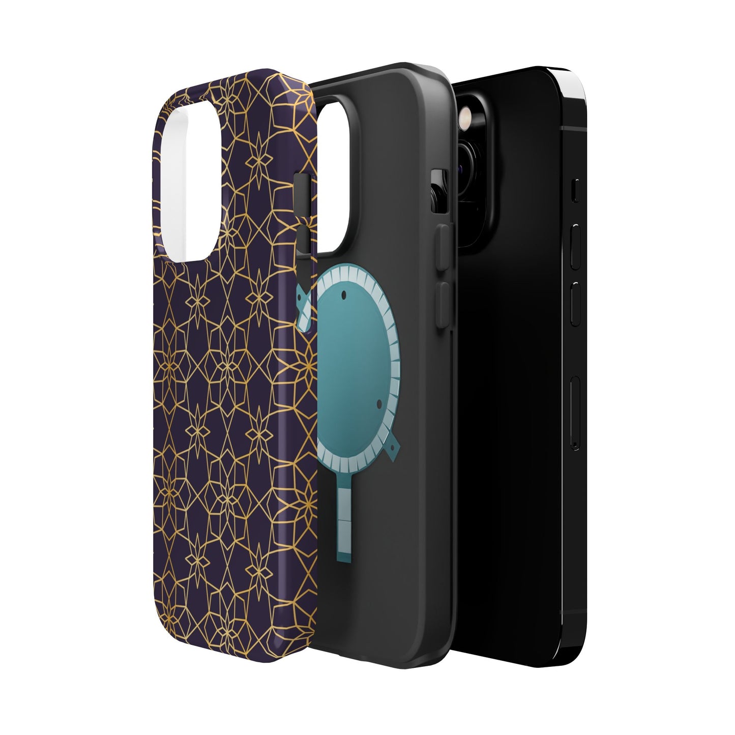Gold and Purple Geometric Design Iphone Magnetic Tough Case
