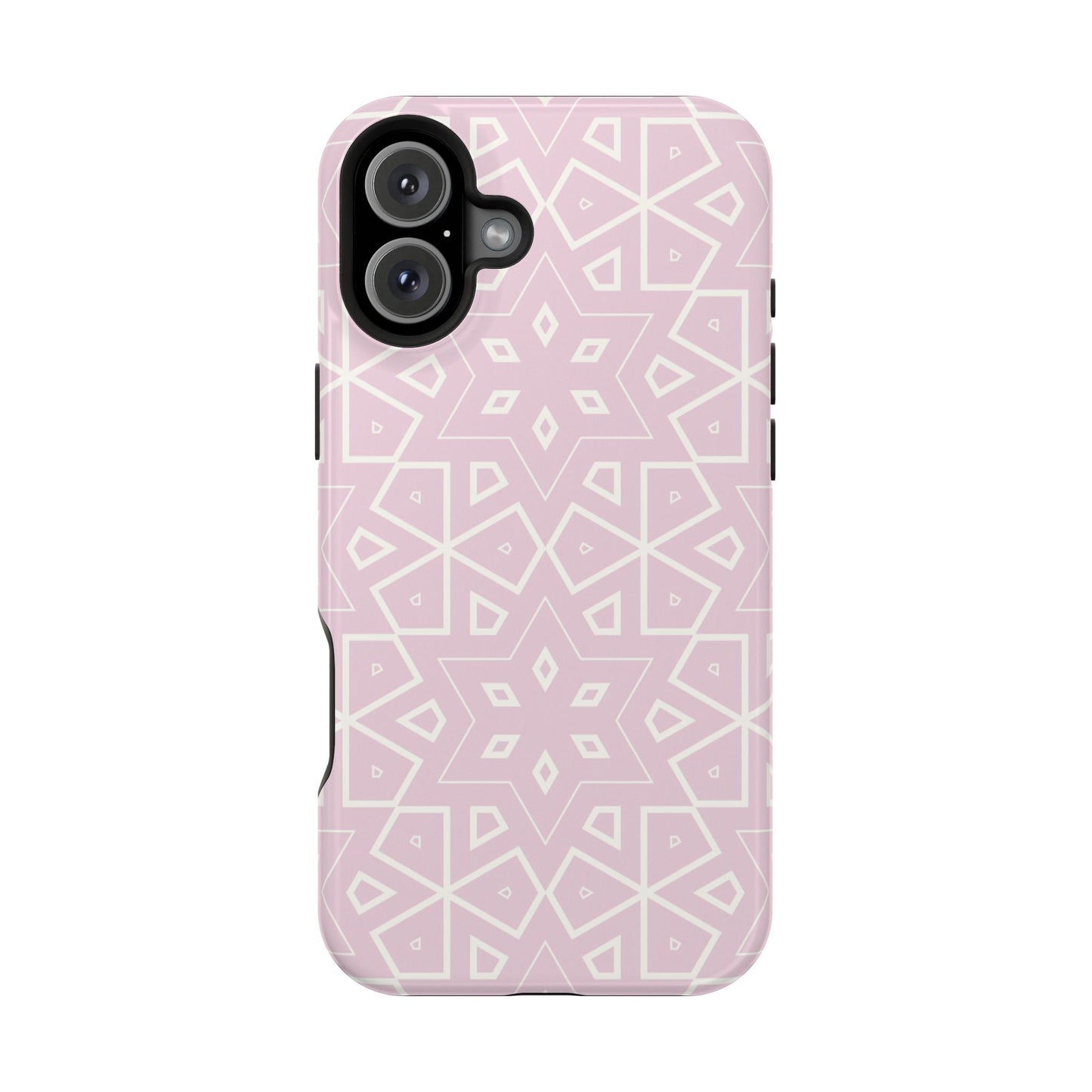 Pink and White Geometric Design Iphone Magnetic Tough Case