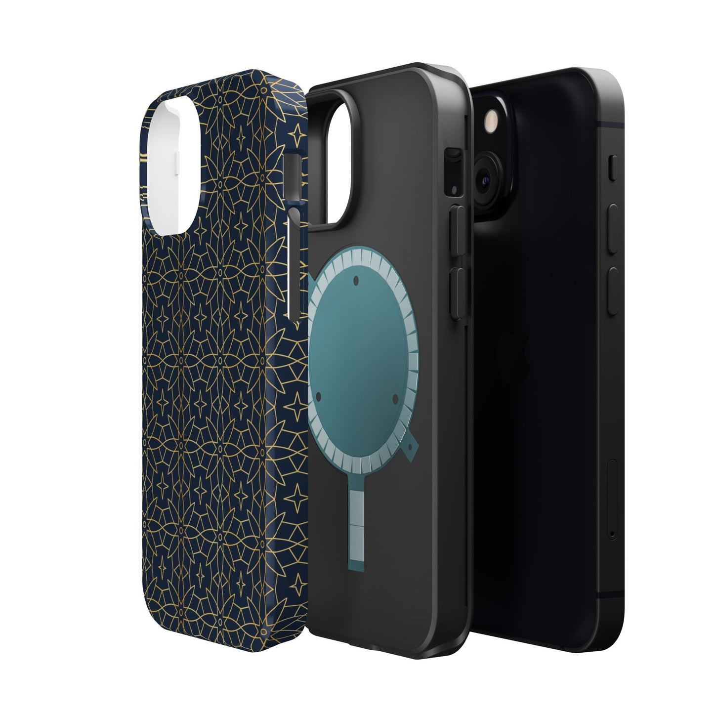 Navy and Gold Geometric Design Iphone Magnetic Tough Case