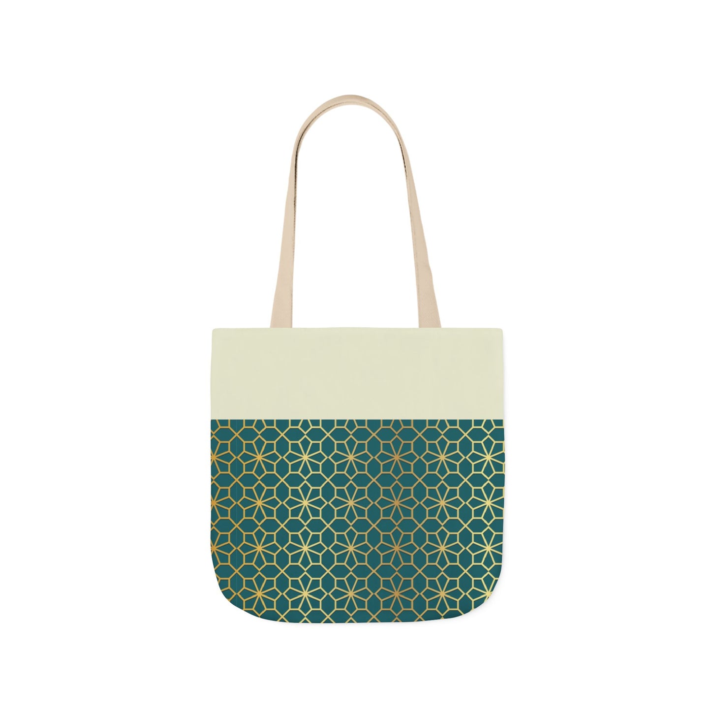 Gold and Green geometric Designs Tote Bag, 2-Color Straps
