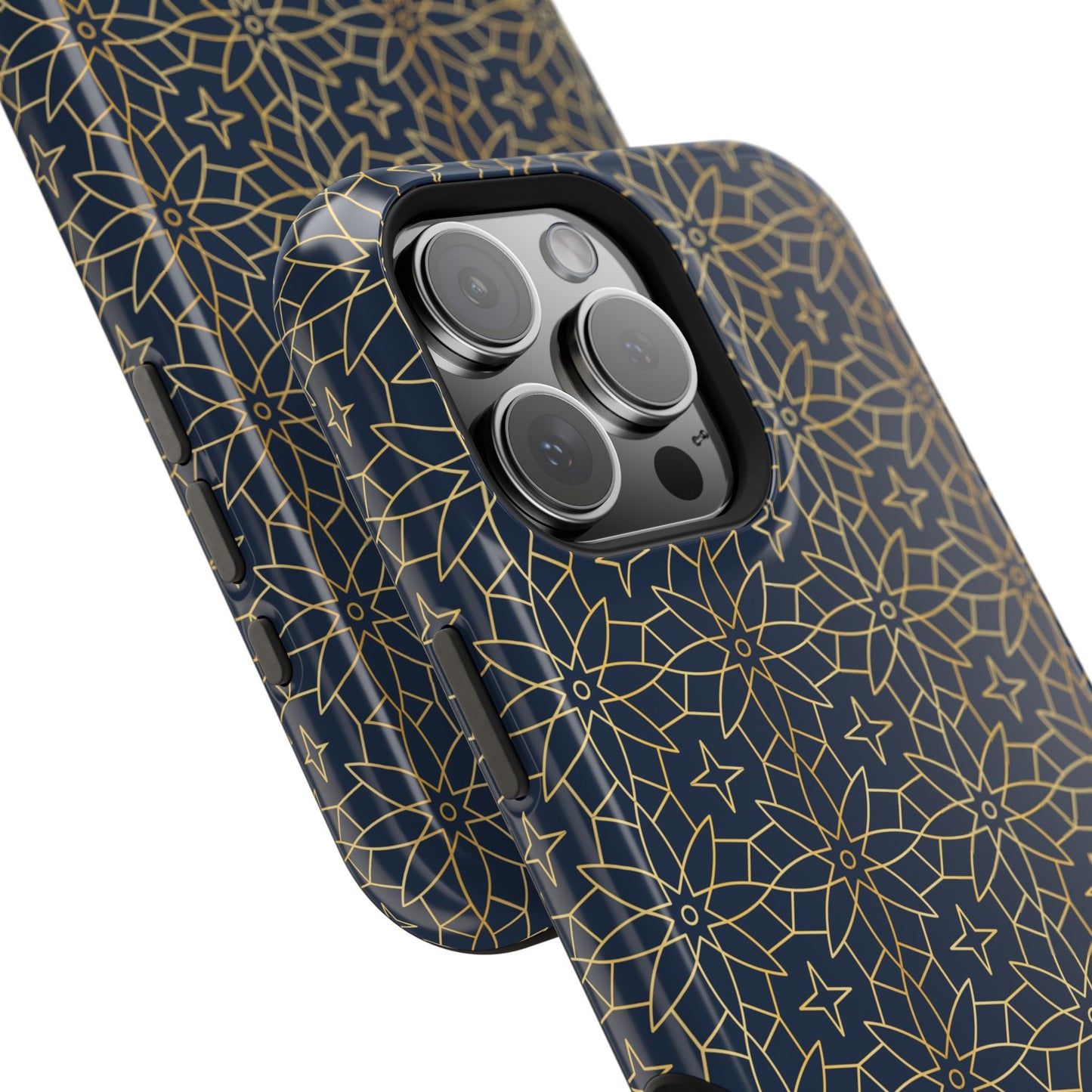 Navy and Gold Geometric Design Iphone Magnetic Tough Case