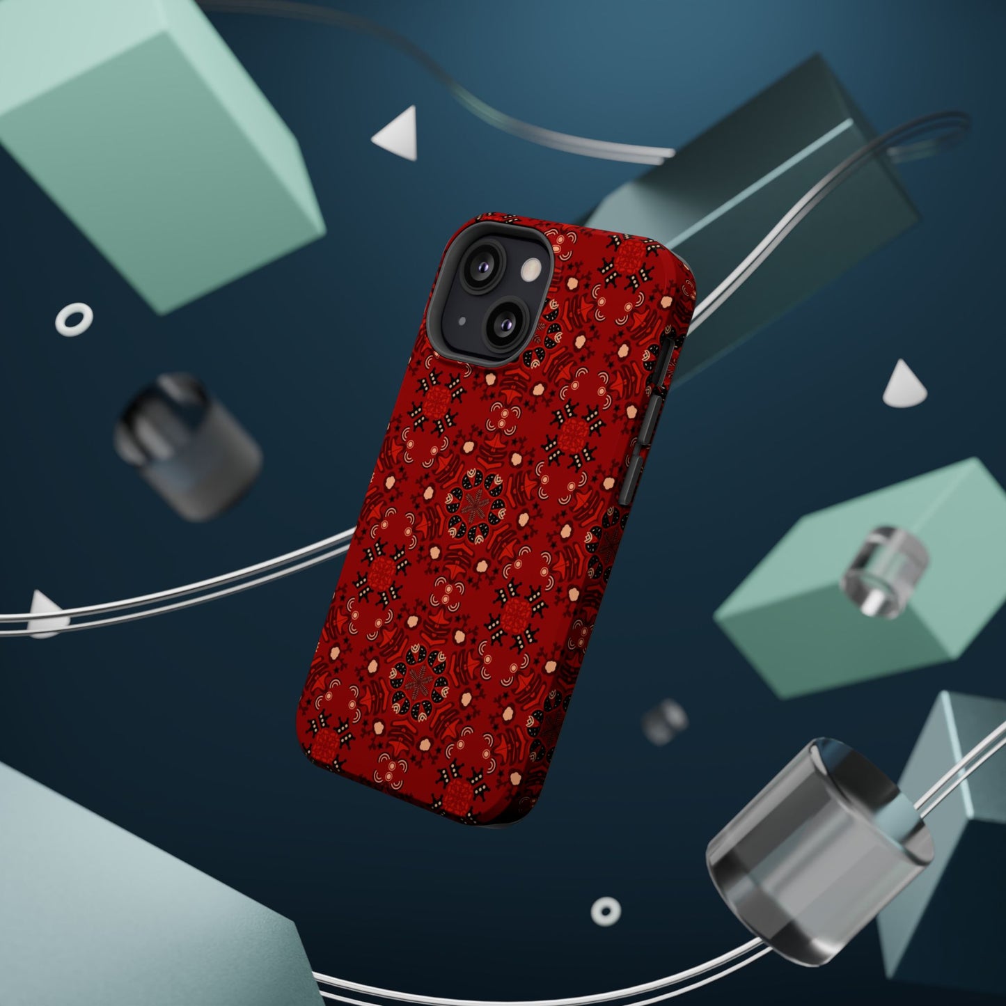 Red geometric Design - Iphone Magnetic Tough Case