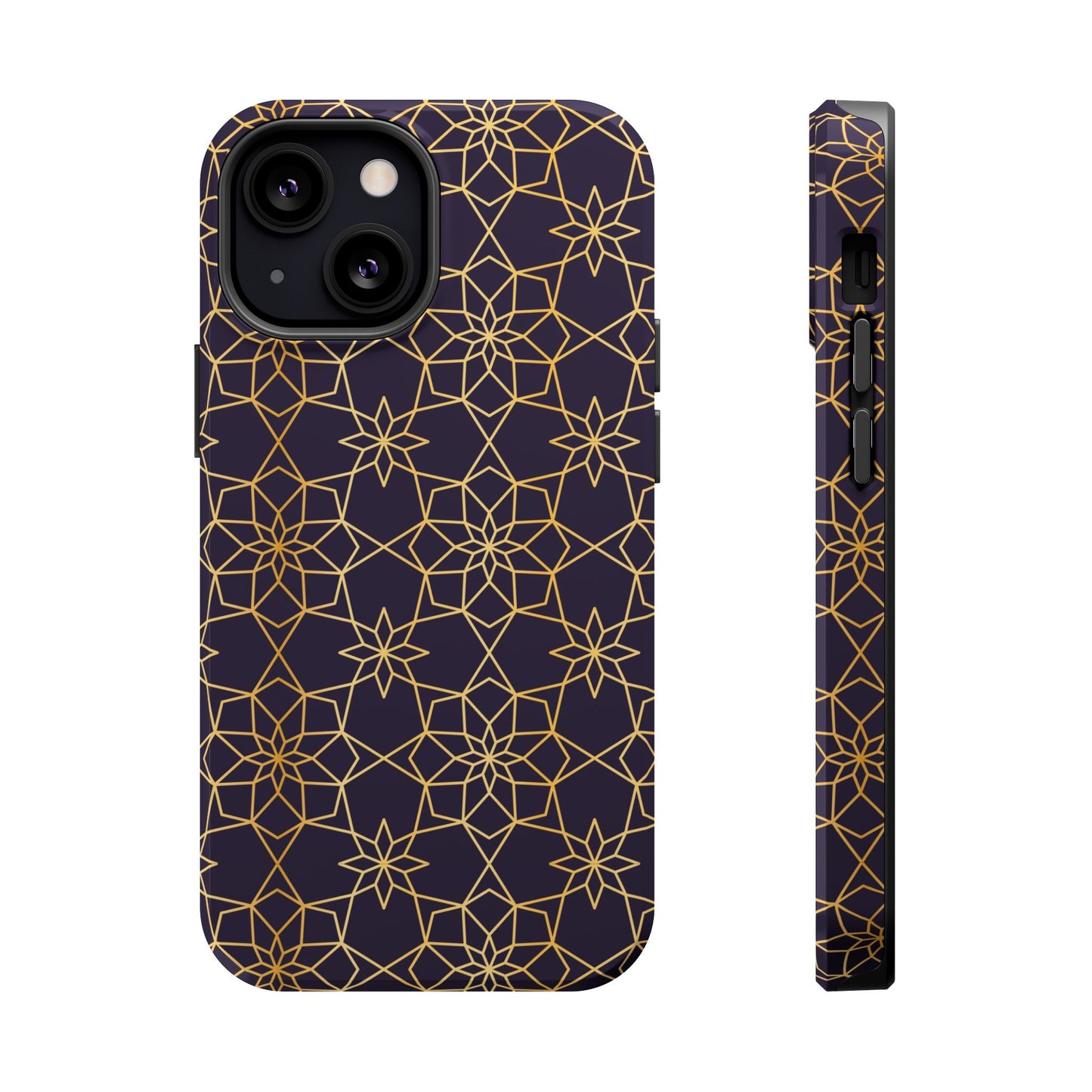 Gold and Purple Geometric Design Iphone Magnetic Tough Case