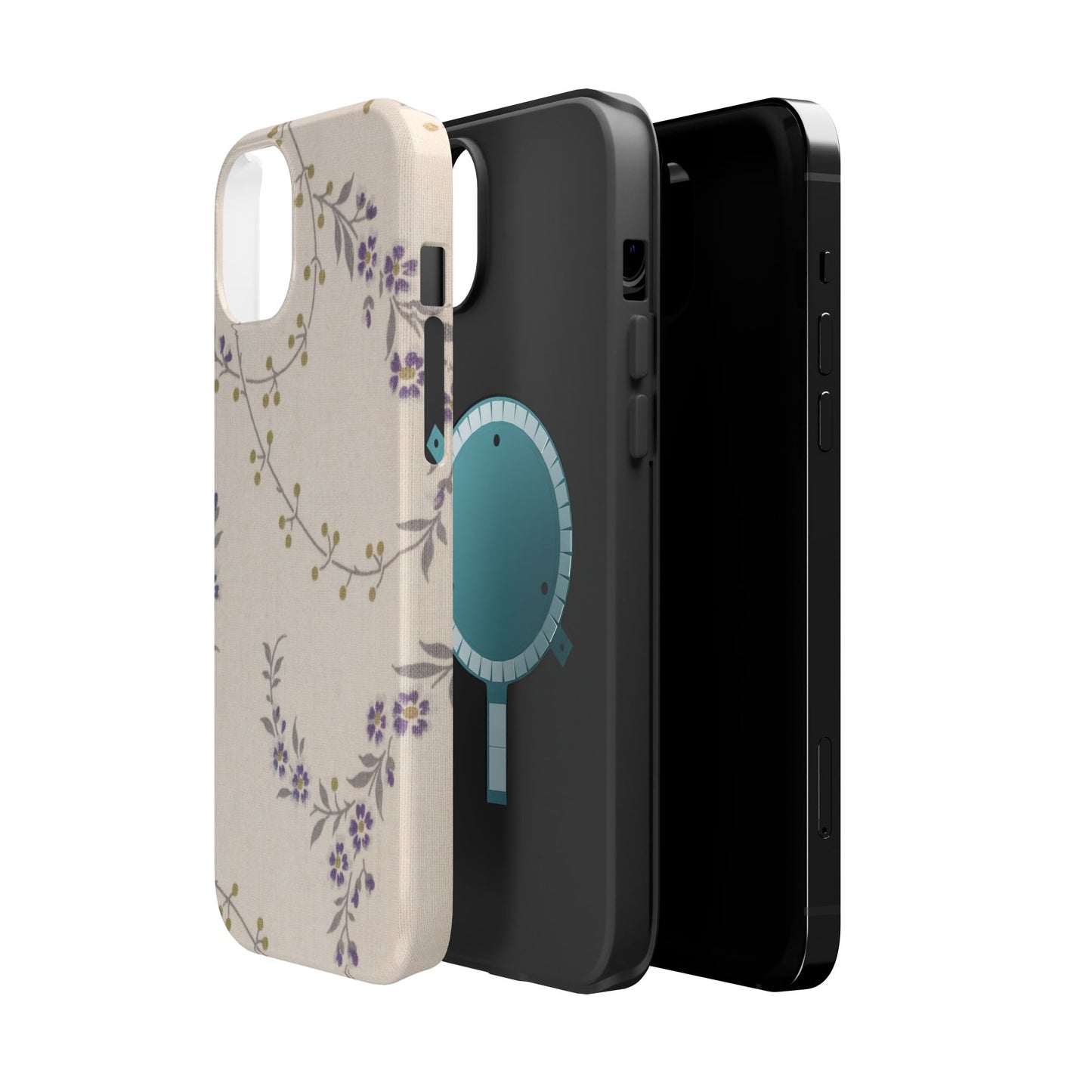 Purple Floral Design - Iphone Magnetic Tough Case