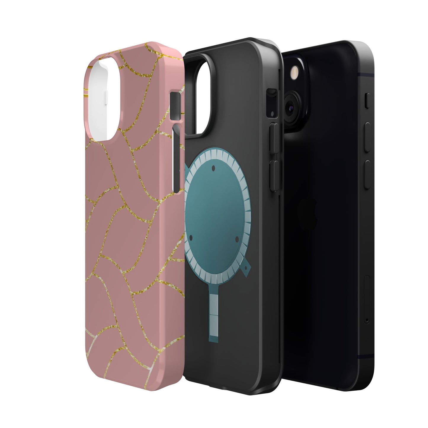 Pink and Gold Geometric Design - Iphone Magnetic Tough Case