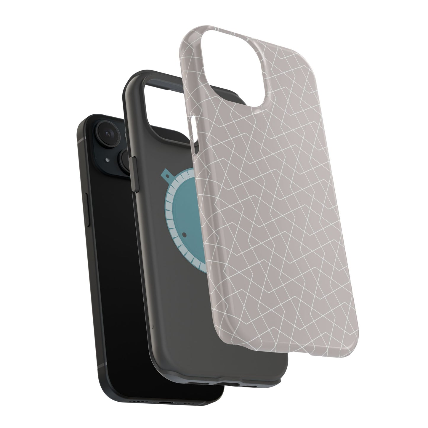 Beige and white geometric Design - Iphone Magnetic Tough Case