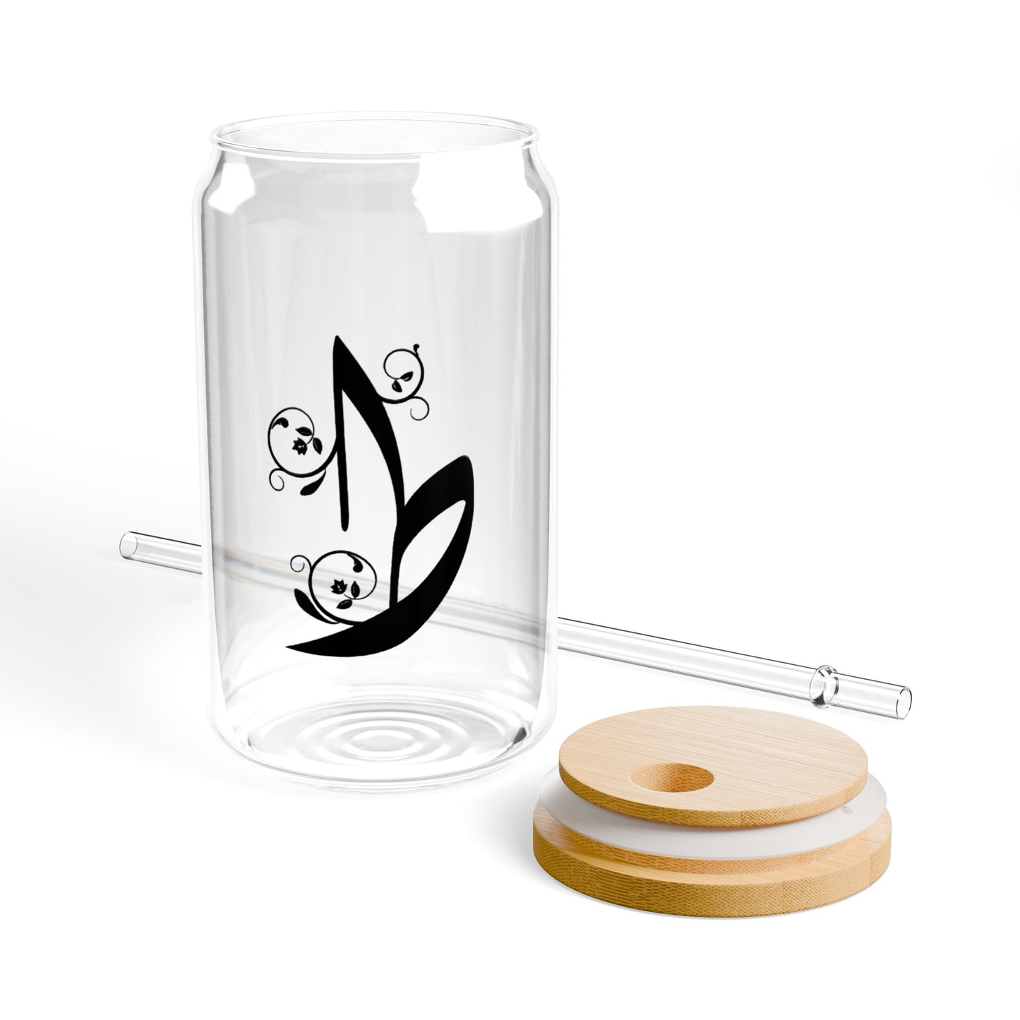 Arabic Letter “Tah” "ط" Monogram Sipper Glass, 16oz | Eco-Friendly Beverage Container | Perfect for Home, picnics, Gifts, and Parties