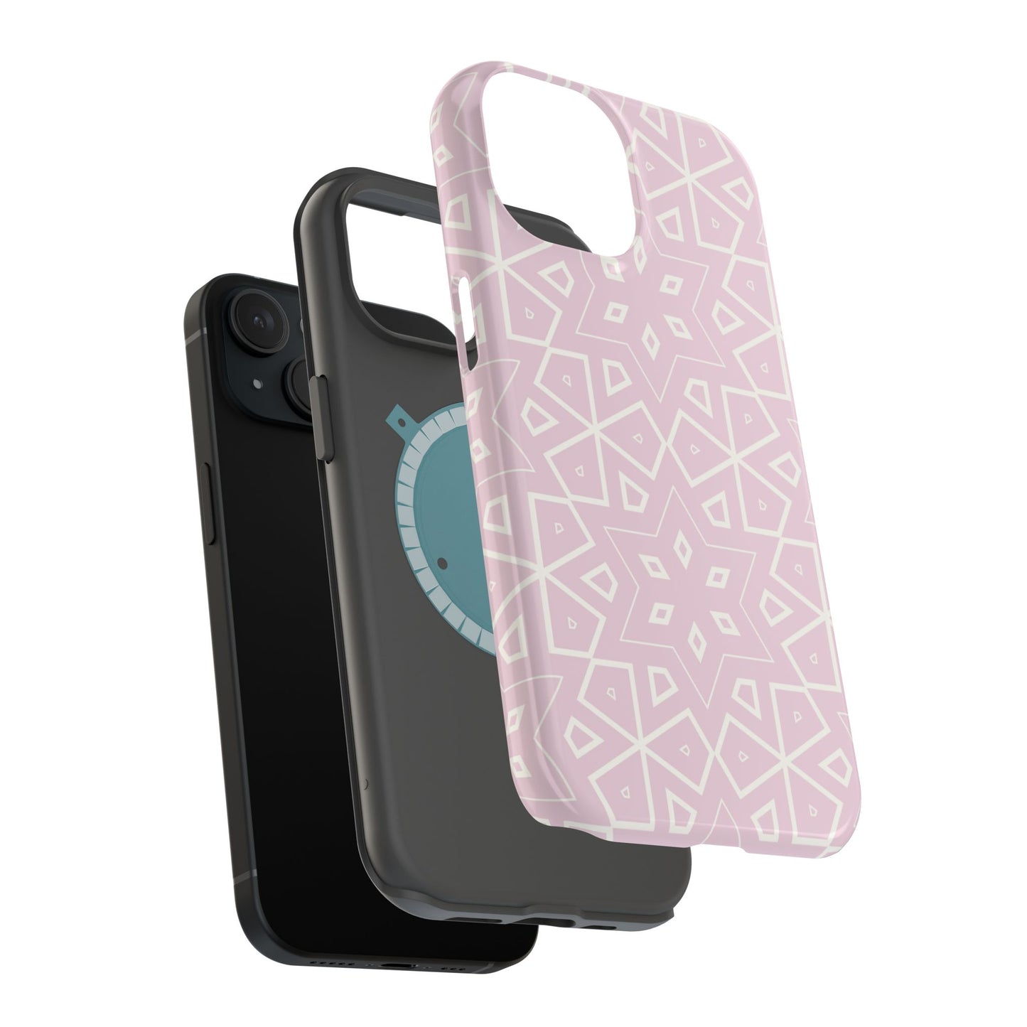 Pink and White Geometric Design Iphone Magnetic Tough Case