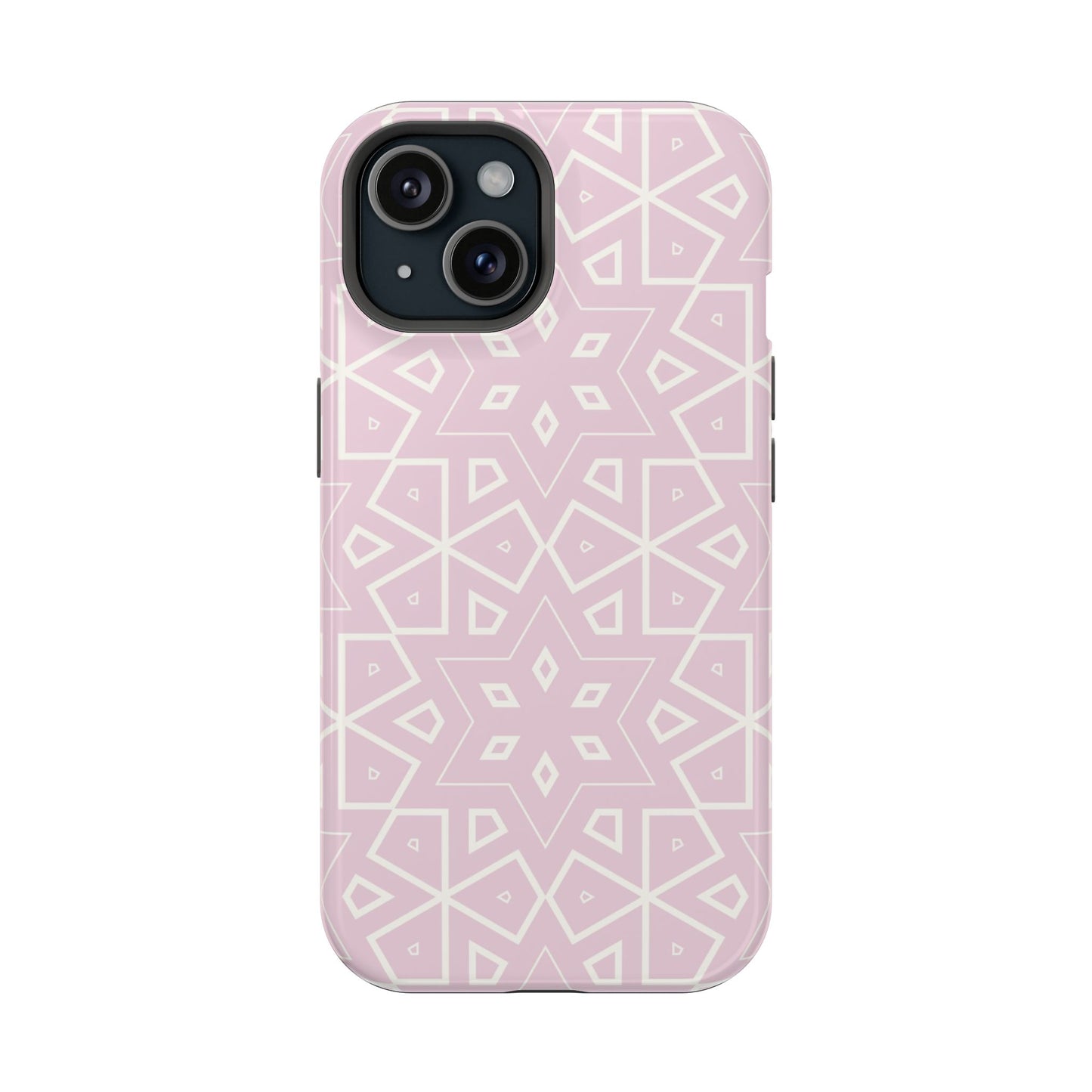 Pink and White Geometric Design Iphone Magnetic Tough Case