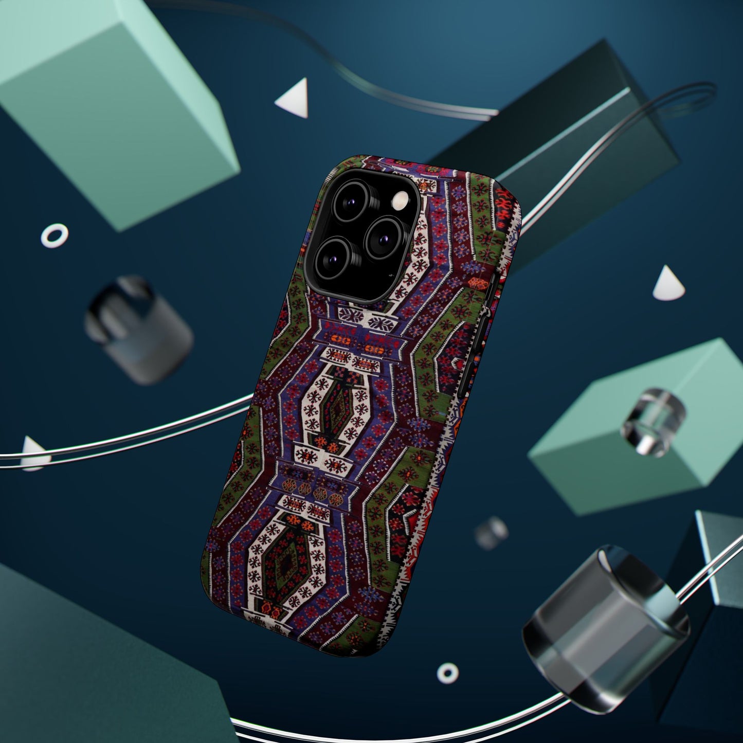 Purple and Green Geometric Design - Iphone Magnetic Tough Case