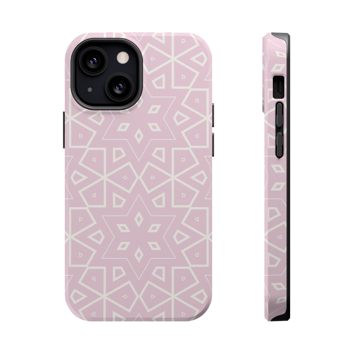Pink and White Geometric Design Iphone Magnetic Tough Case