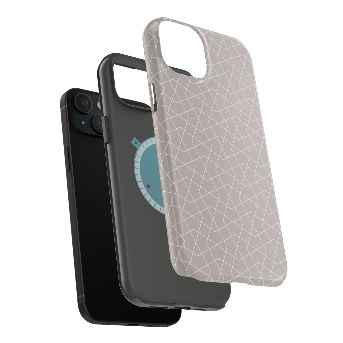 Beige and white geometric Design - Iphone Magnetic Tough Case