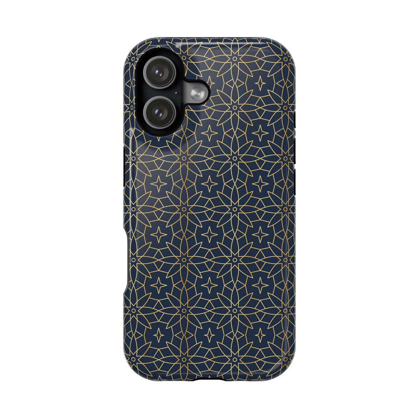 Navy and Gold Geometric Design Iphone Magnetic Tough Case