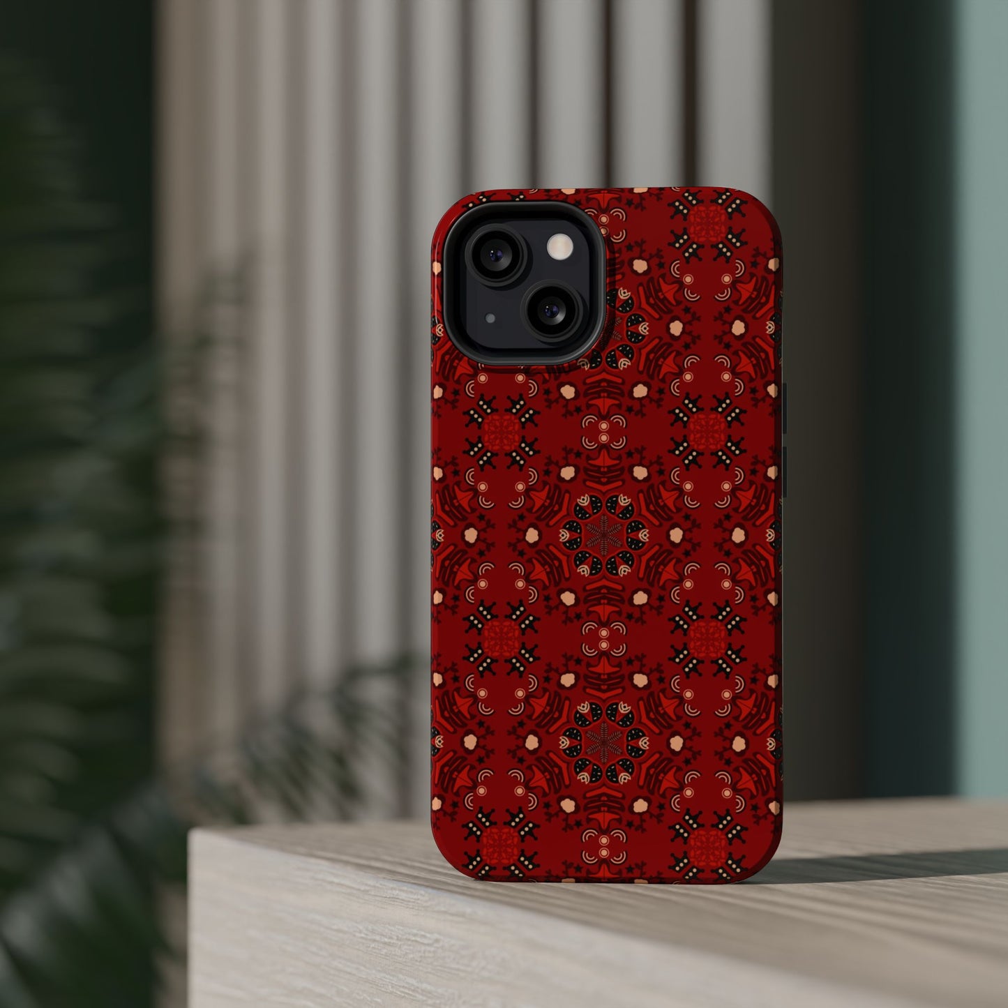 Red geometric Design - Iphone Magnetic Tough Case