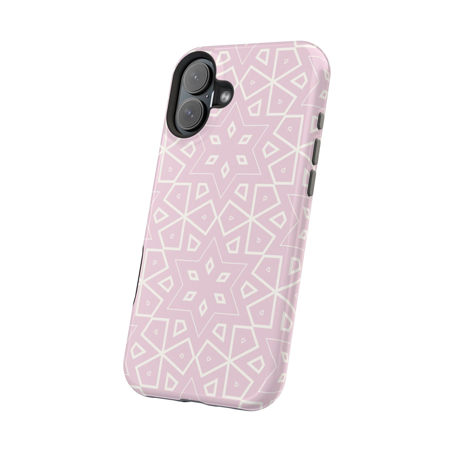 Pink and White Geometric Design Iphone Magnetic Tough Case