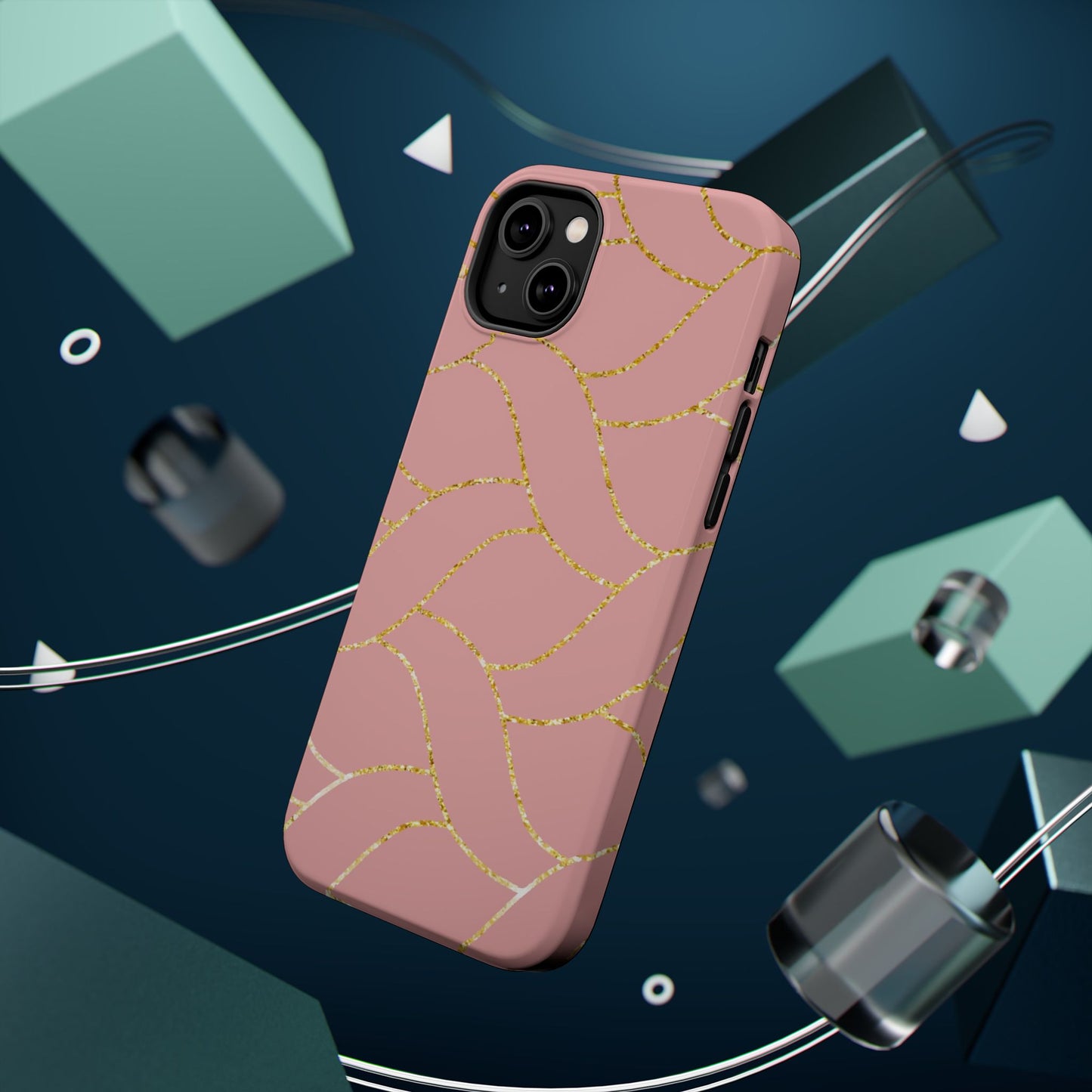 Pink and Gold Geometric Design - Iphone Magnetic Tough Case