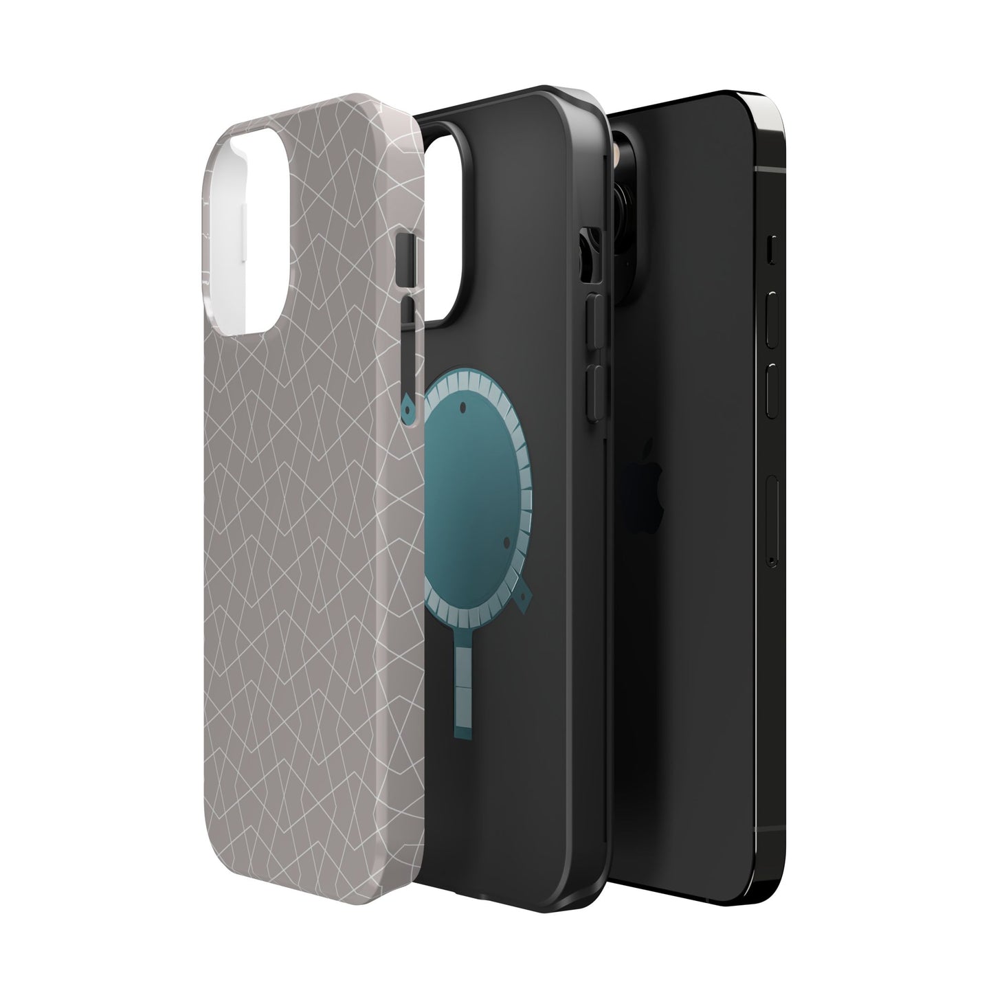 Beige and white geometric Design - Iphone Magnetic Tough Case