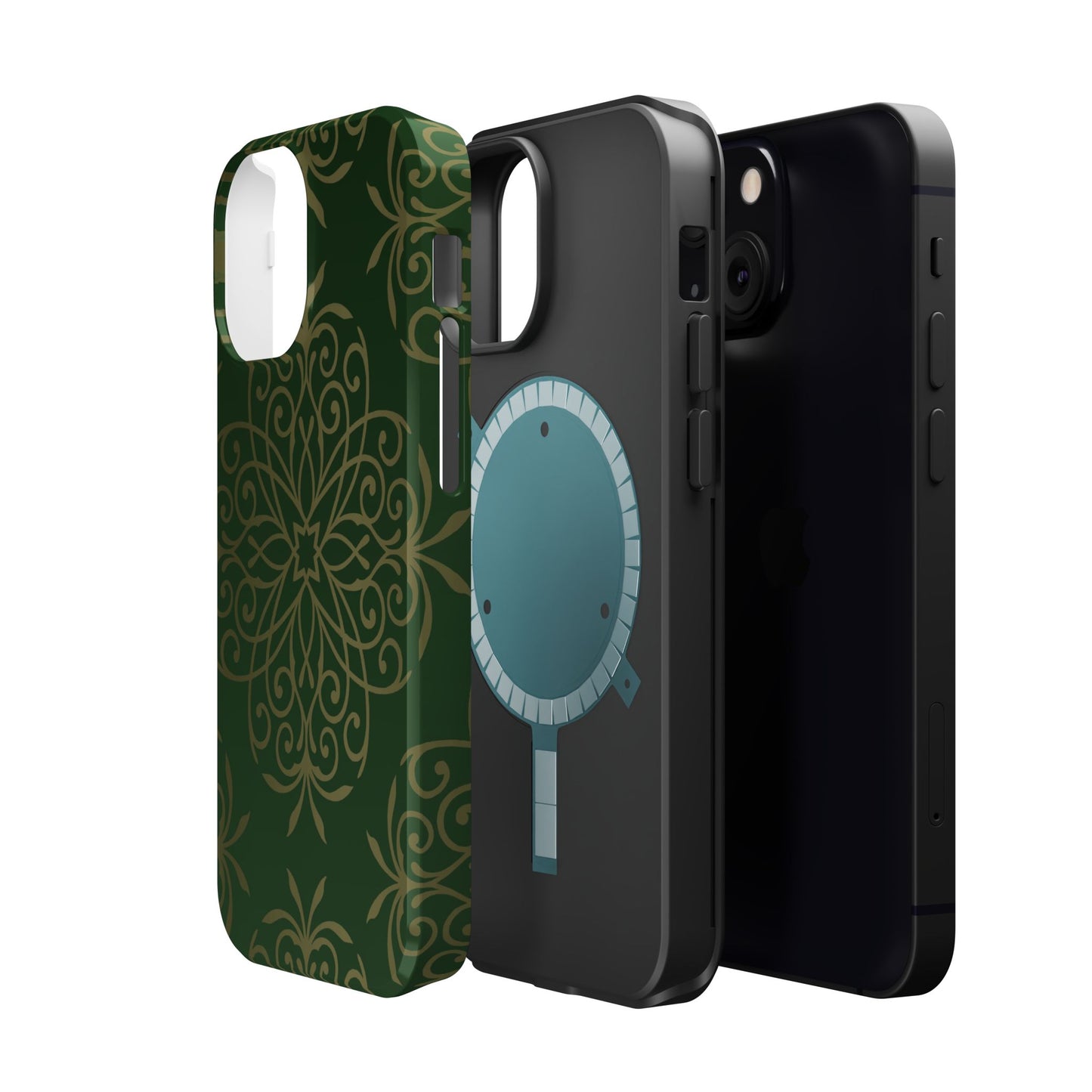 Gold and Green Flowery Design - Iphone Magnetic Tough Case