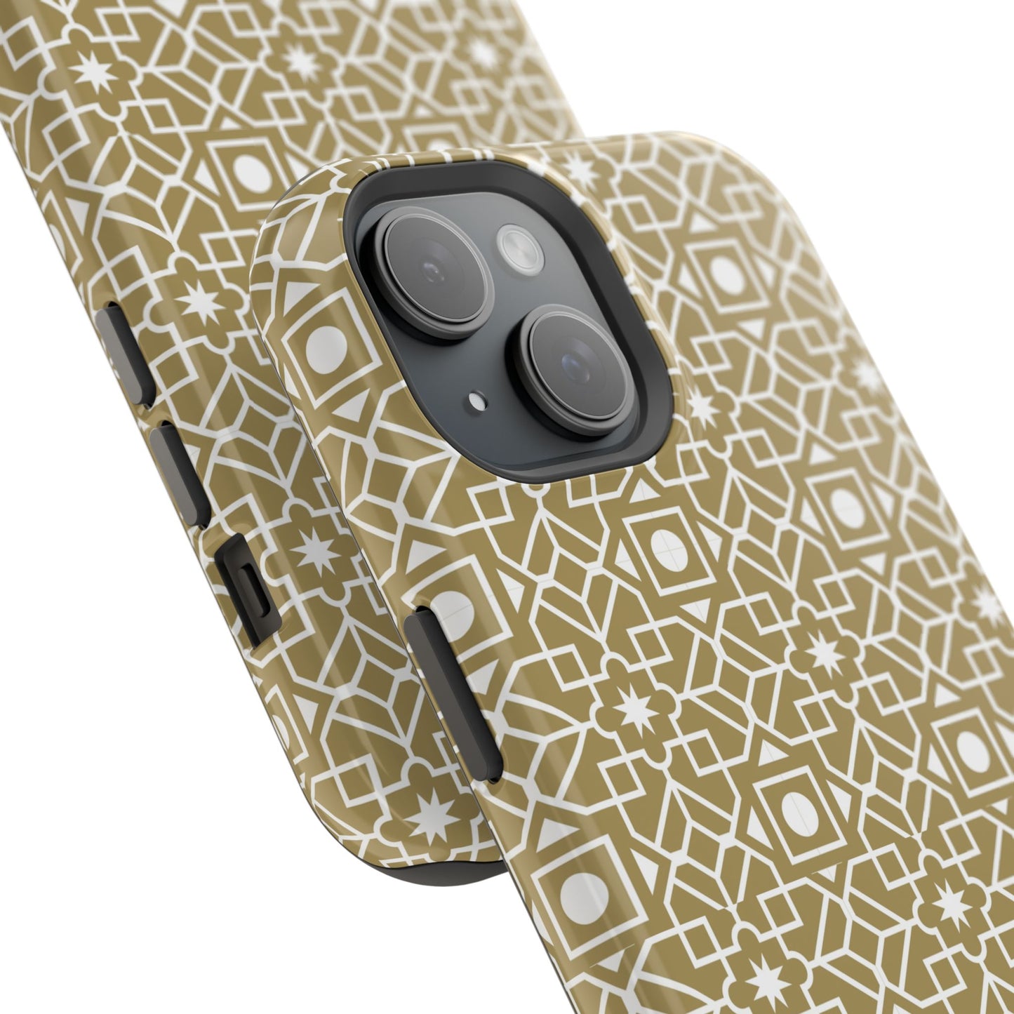 Beige and Gold Geometric Design Iphone Magnetic Tough Case