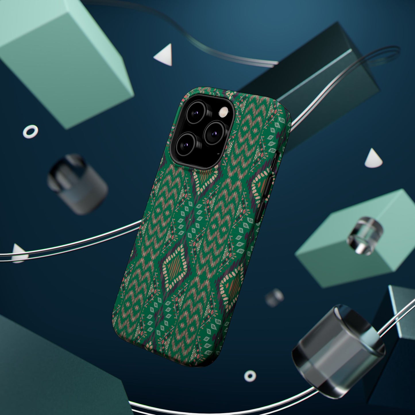 Emerald Green Geometric Design Iphone Magnetic Tough Case