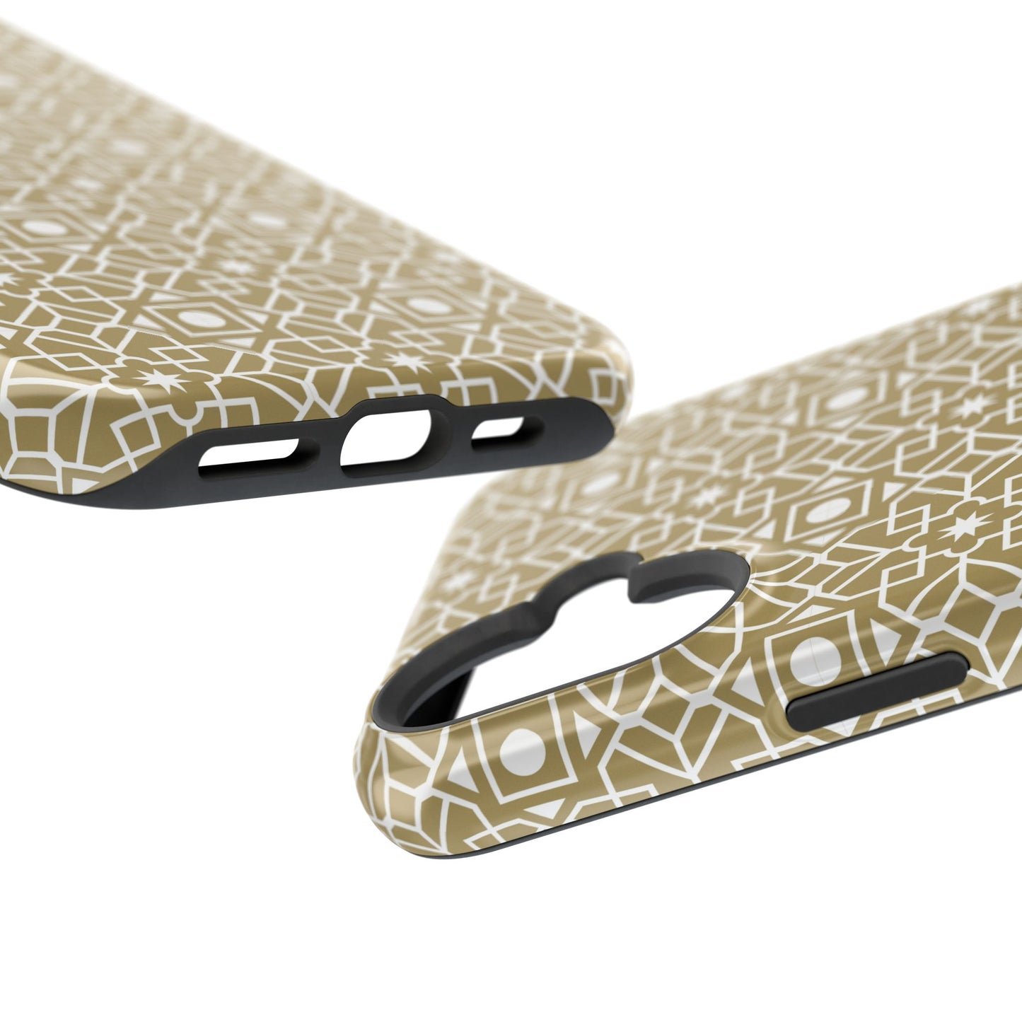 Beige and Gold Geometric Design Iphone Magnetic Tough Case