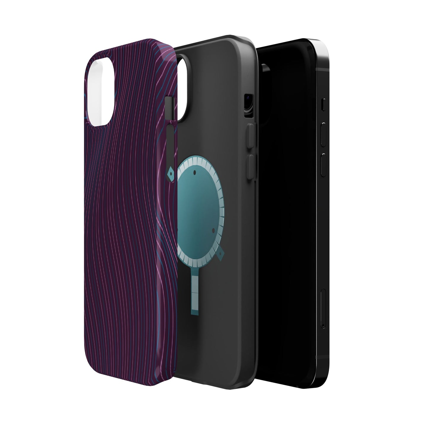 Purple Line Pattern Design - Iphone Magnetic Tough Case