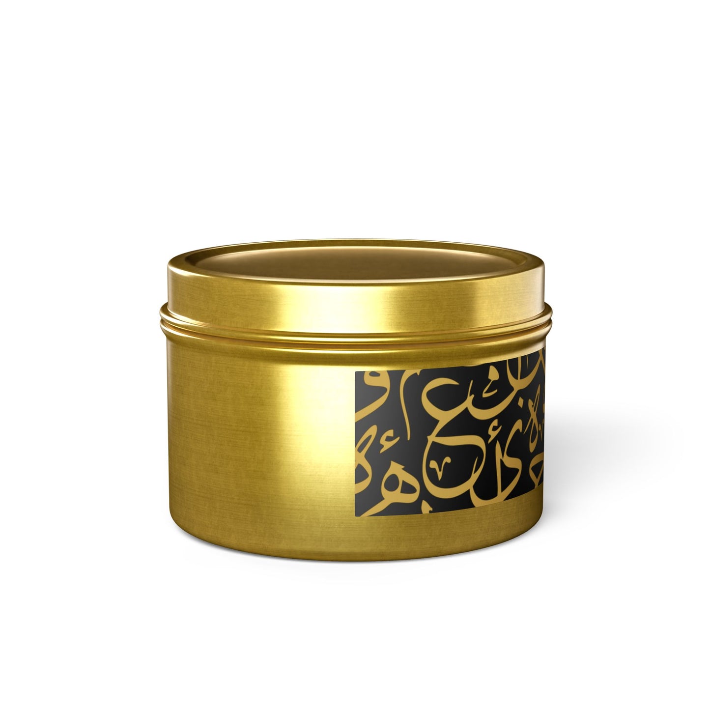 Golden and Black Arabic Letters Script Tin Candles | Elegant Home Fragrance | Decorative Candle Gifts for All Occasions | Relaxing Aromatherapy