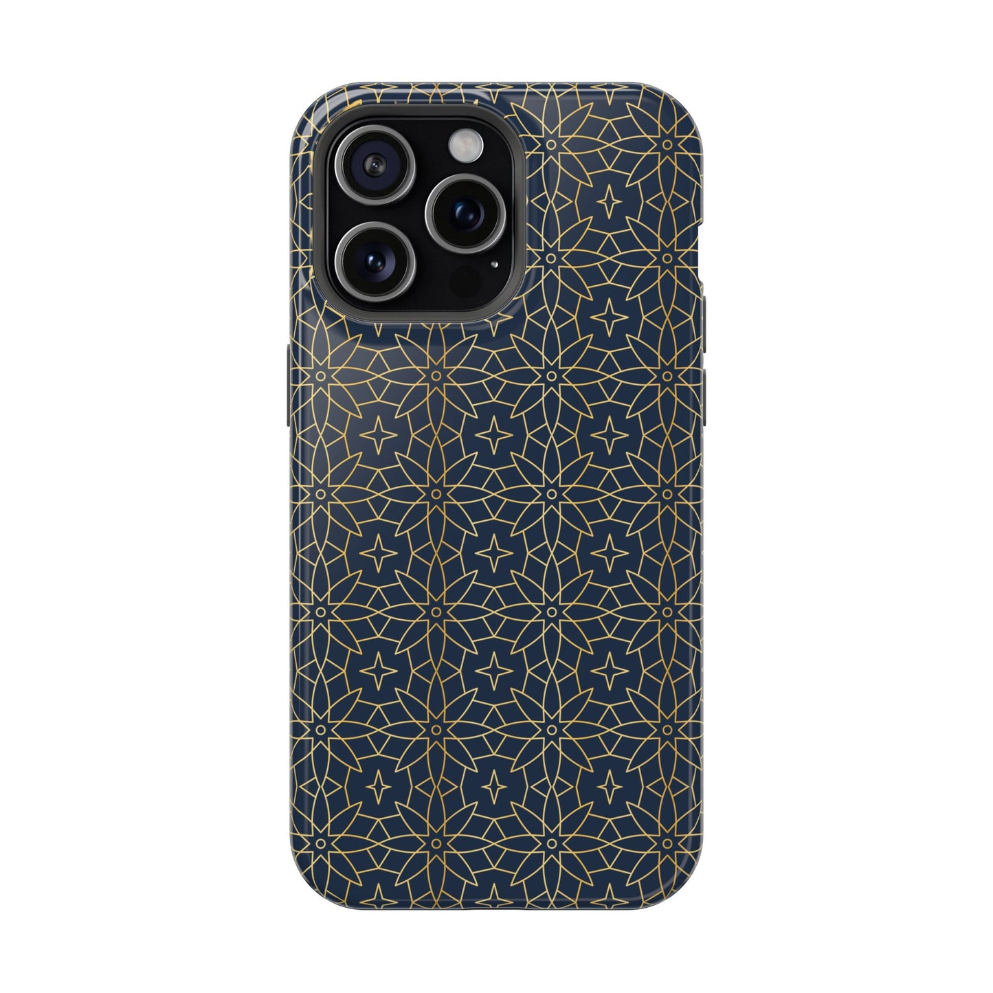 Navy and Gold Geometric Design Iphone Magnetic Tough Case