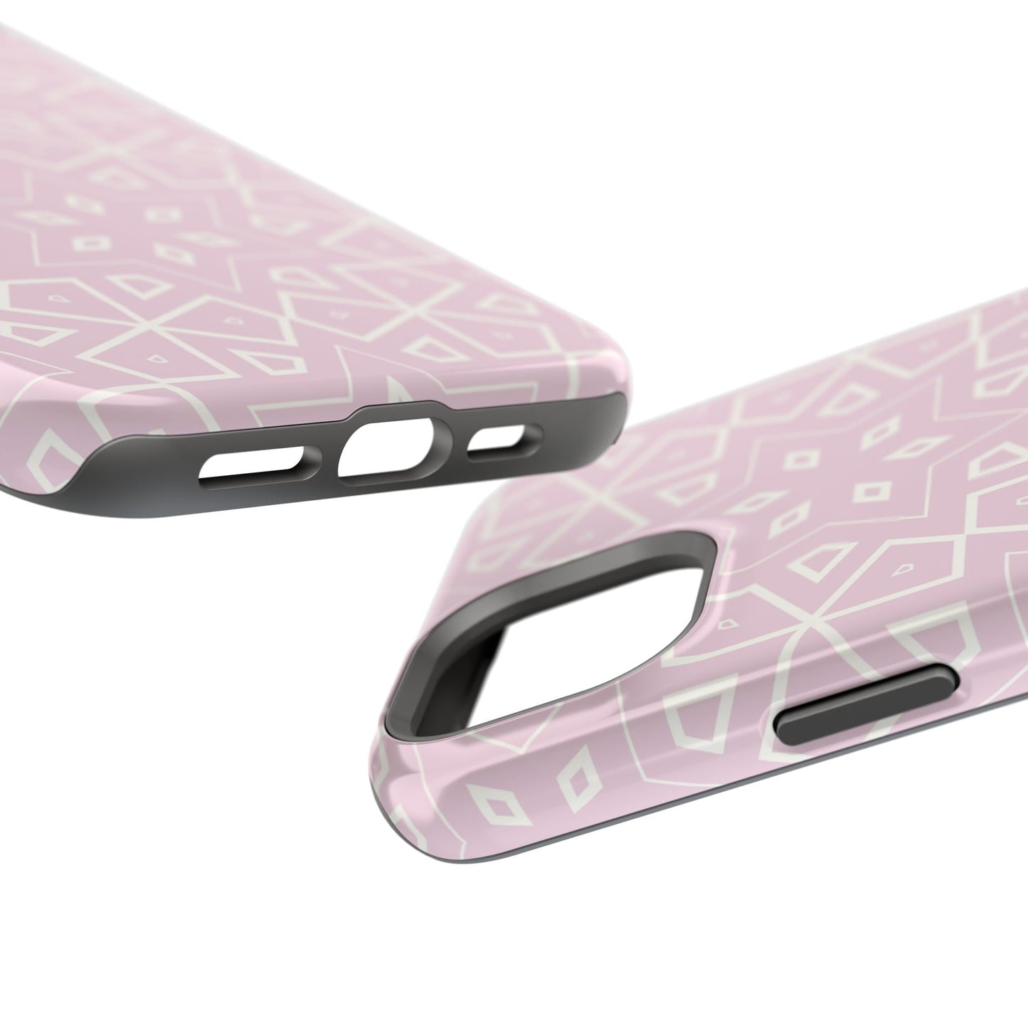 Pink and White Geometric Design Iphone Magnetic Tough Case