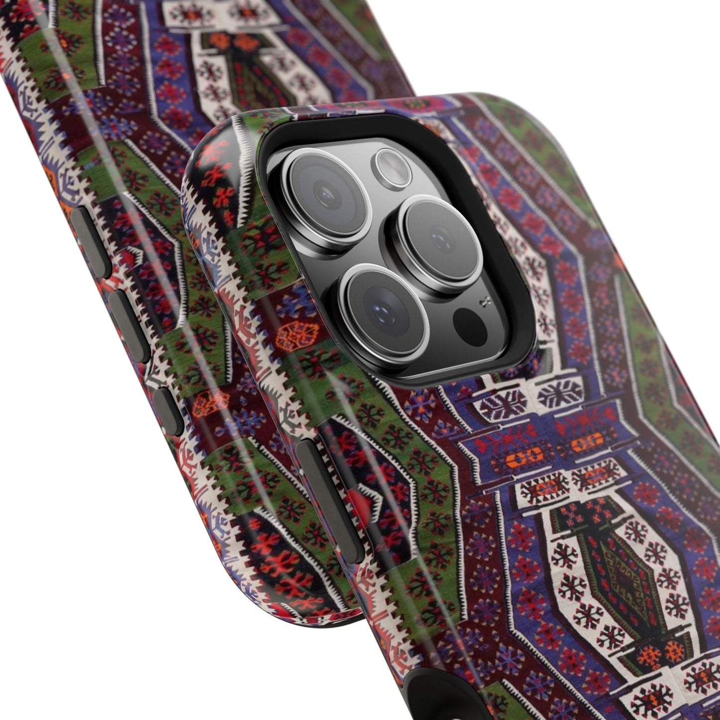 Purple and Green Geometric Design - Iphone Magnetic Tough Case