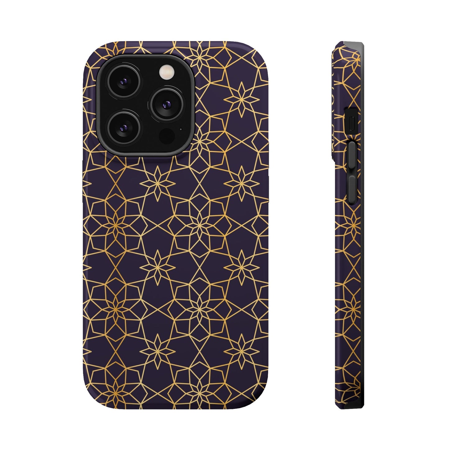Gold and Purple Geometric Design Iphone Magnetic Tough Case