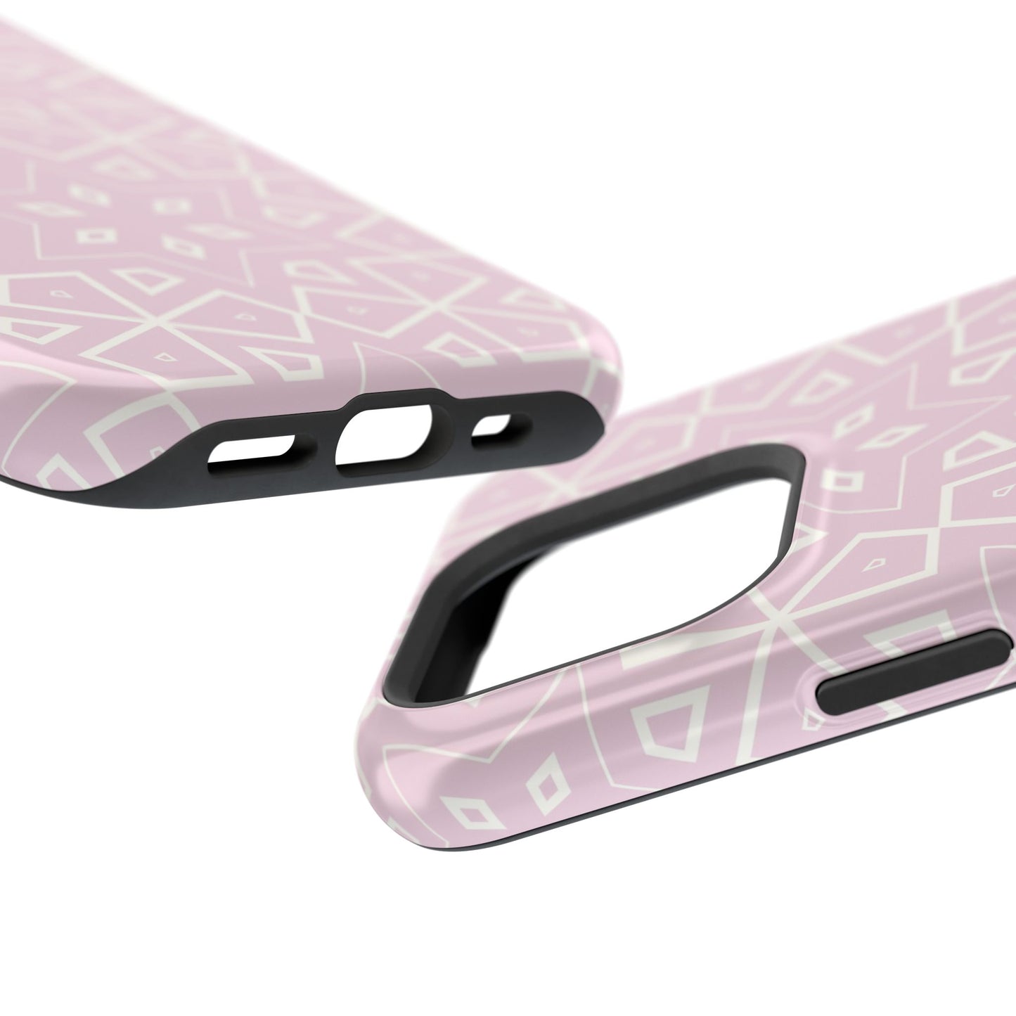 Pink and White Geometric Design Iphone Magnetic Tough Case