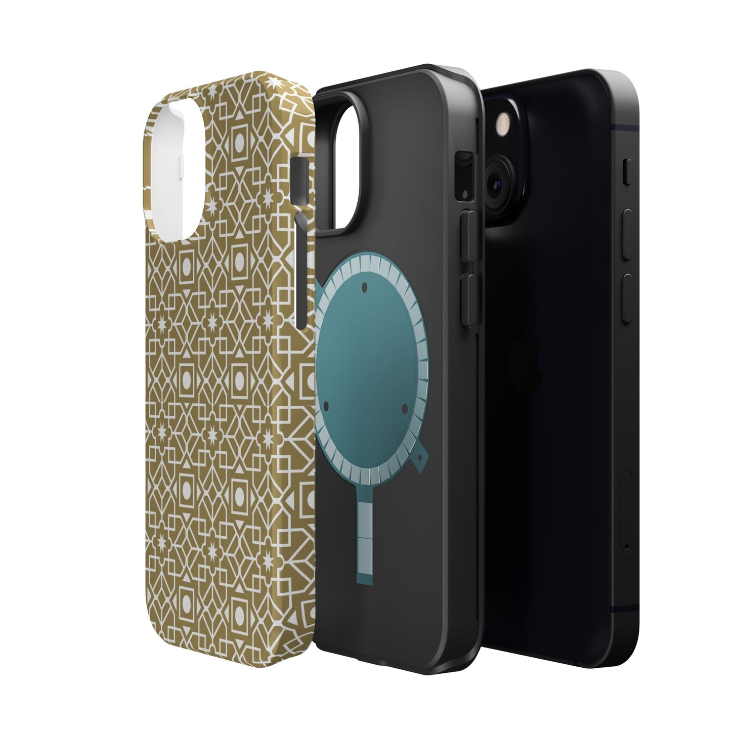 Beige and Gold Geometric Design Iphone Magnetic Tough Case