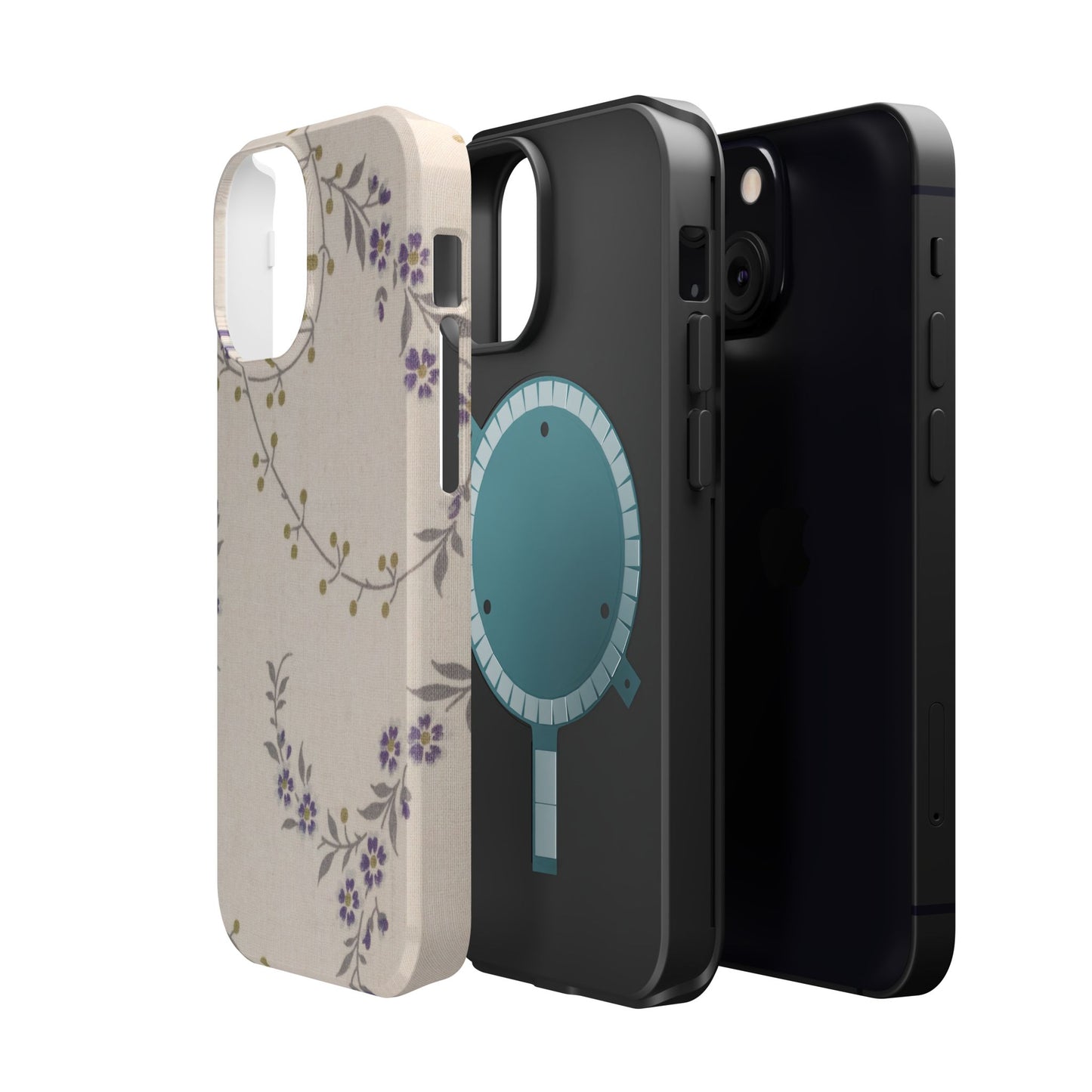 Purple Floral Design - Iphone Magnetic Tough Case