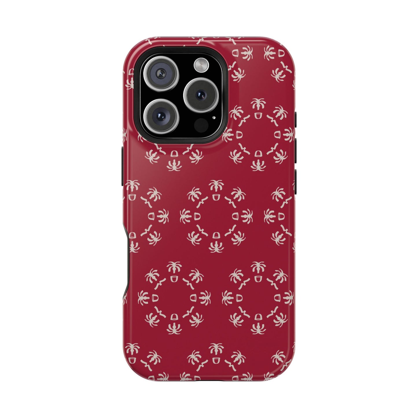 Palm Trees and coffee cups Geometric circle Design - Iphone Magnetic Tough Case