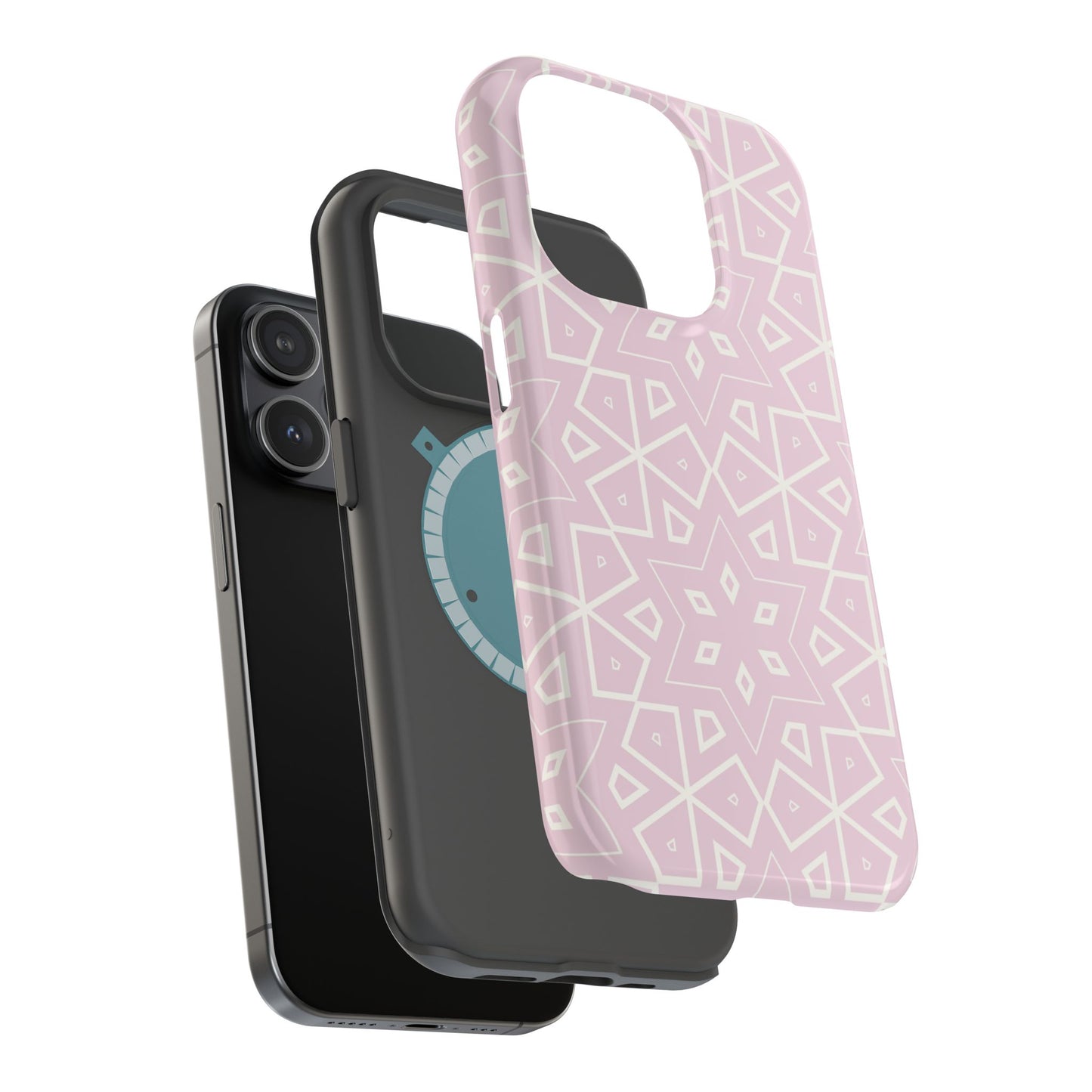 Pink and White Geometric Design Iphone Magnetic Tough Case