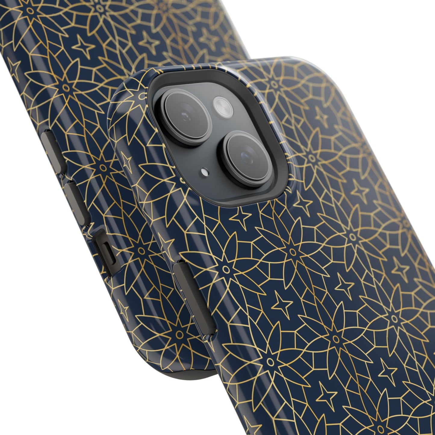 Navy and Gold Geometric Design Iphone Magnetic Tough Case