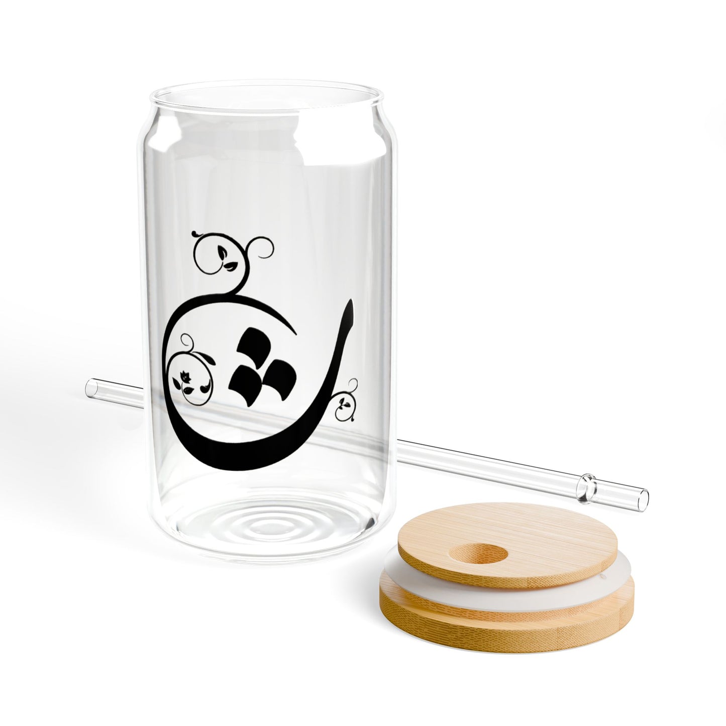 Arabic Letter “tha” "ث" Monogram Sipper Glass, 16oz | Eco-Friendly Beverage Container | Perfect for Home, picnics, Gifts, and Parties