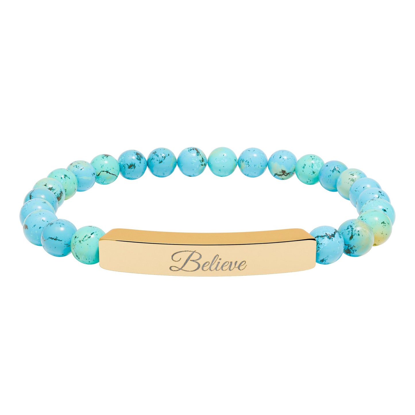 “Believe ” Engraved Natural Stone Bracelet - Meaningful Gift for Mindfulness and Style