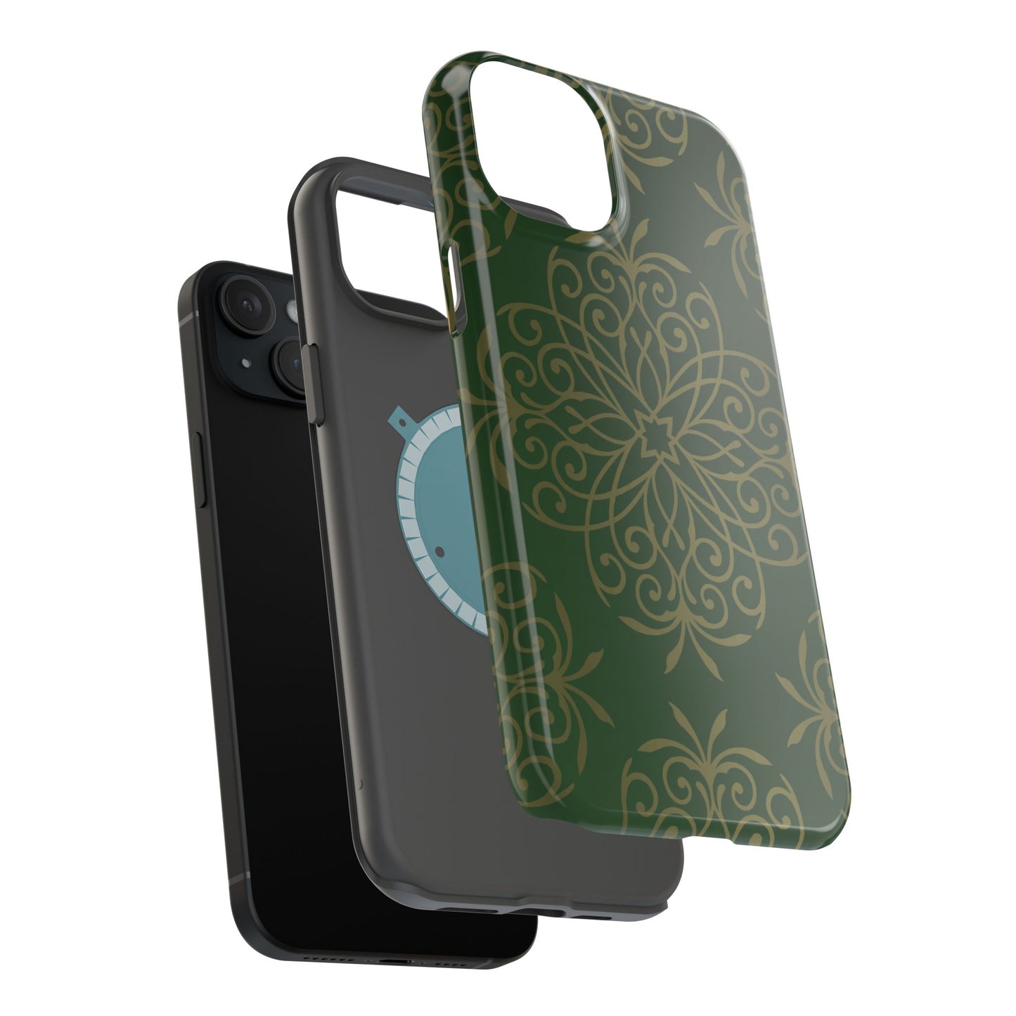Gold and Green Flowery Design - Iphone Magnetic Tough Case