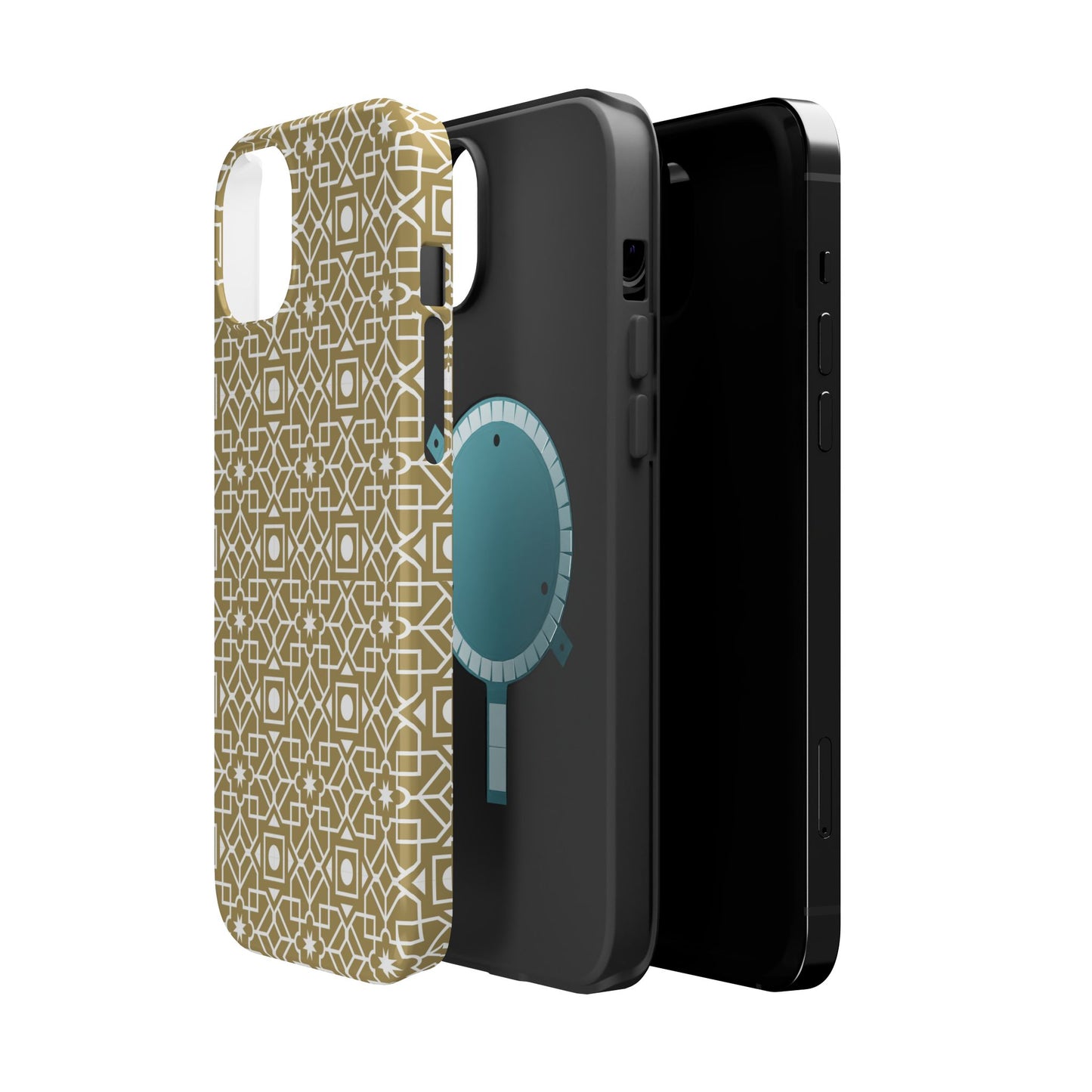 Beige and Gold Geometric Design Iphone Magnetic Tough Case