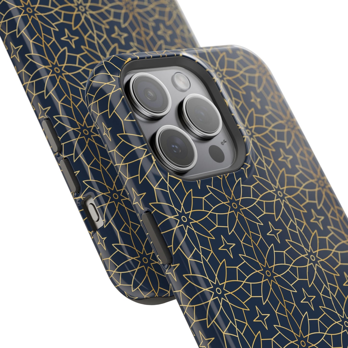 Navy and Gold Geometric Design Iphone Magnetic Tough Case