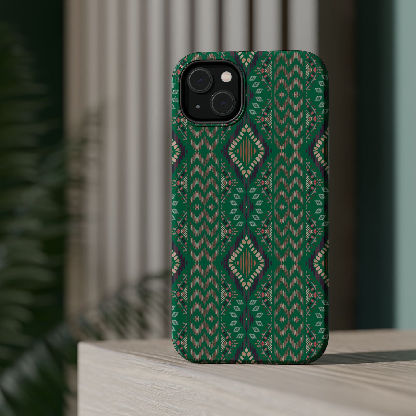 Emerald Green Geometric Design Iphone Magnetic Tough Case