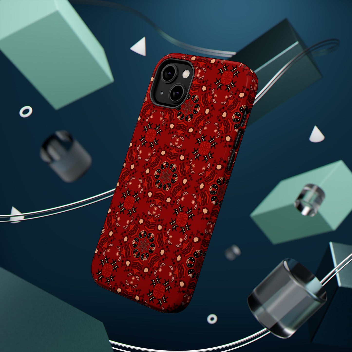 Red geometric Design - Iphone Magnetic Tough Case