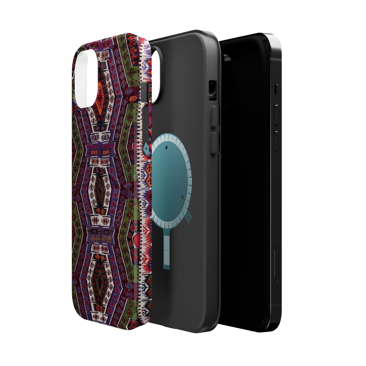Purple and Green Geometric Design - Iphone Magnetic Tough Case