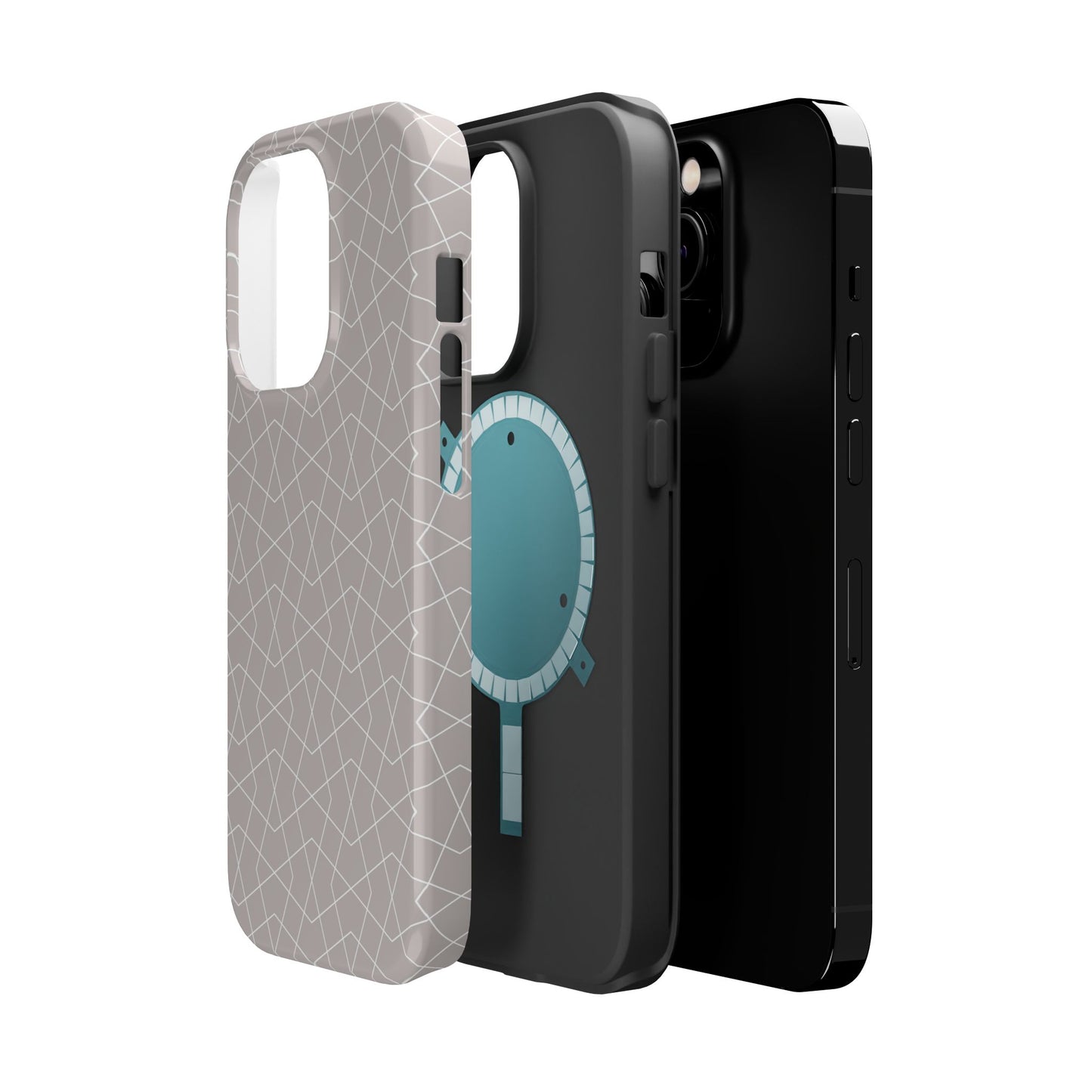 Beige and white geometric Design - Iphone Magnetic Tough Case