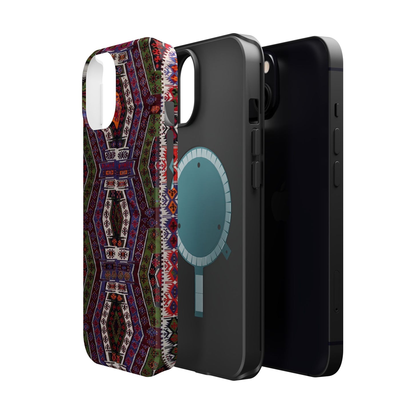 Purple and Green Geometric Design - Iphone Magnetic Tough Case