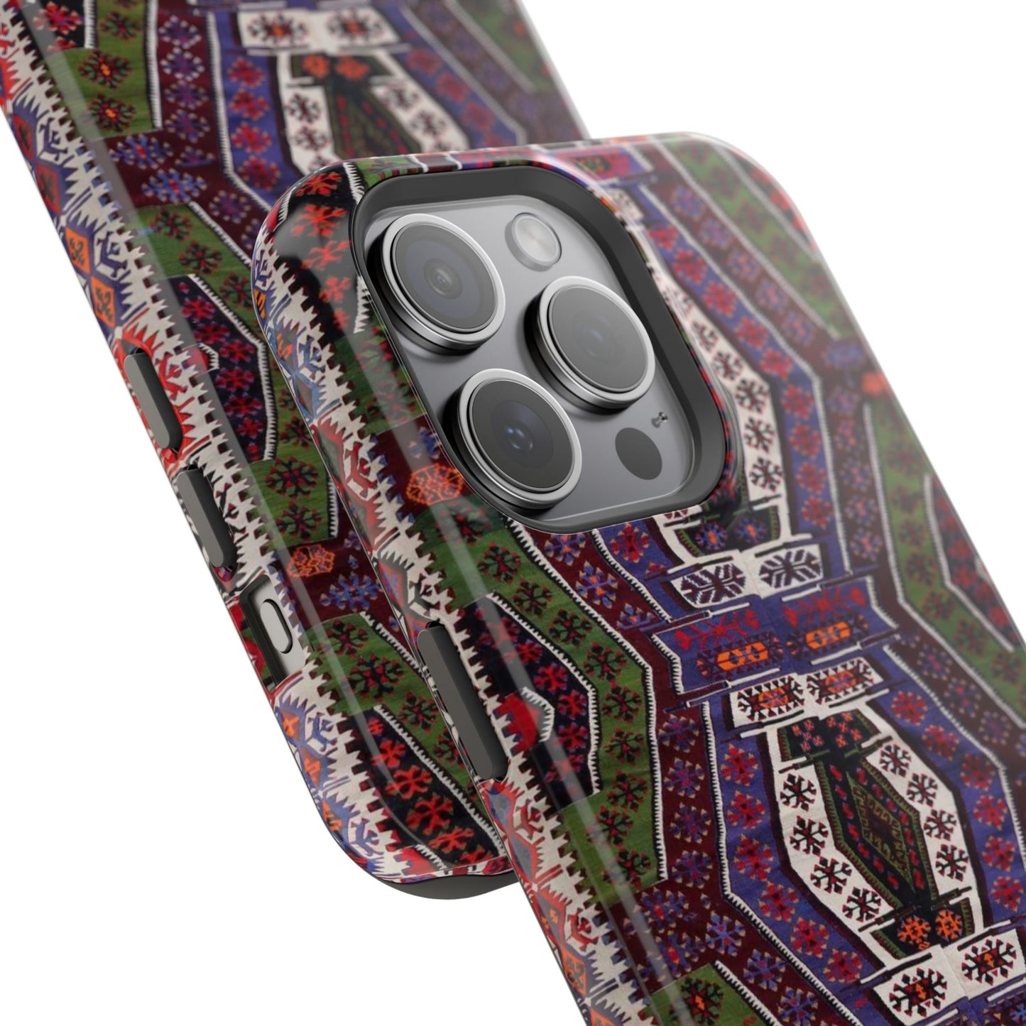 Purple and Green Geometric Design - Iphone Magnetic Tough Case
