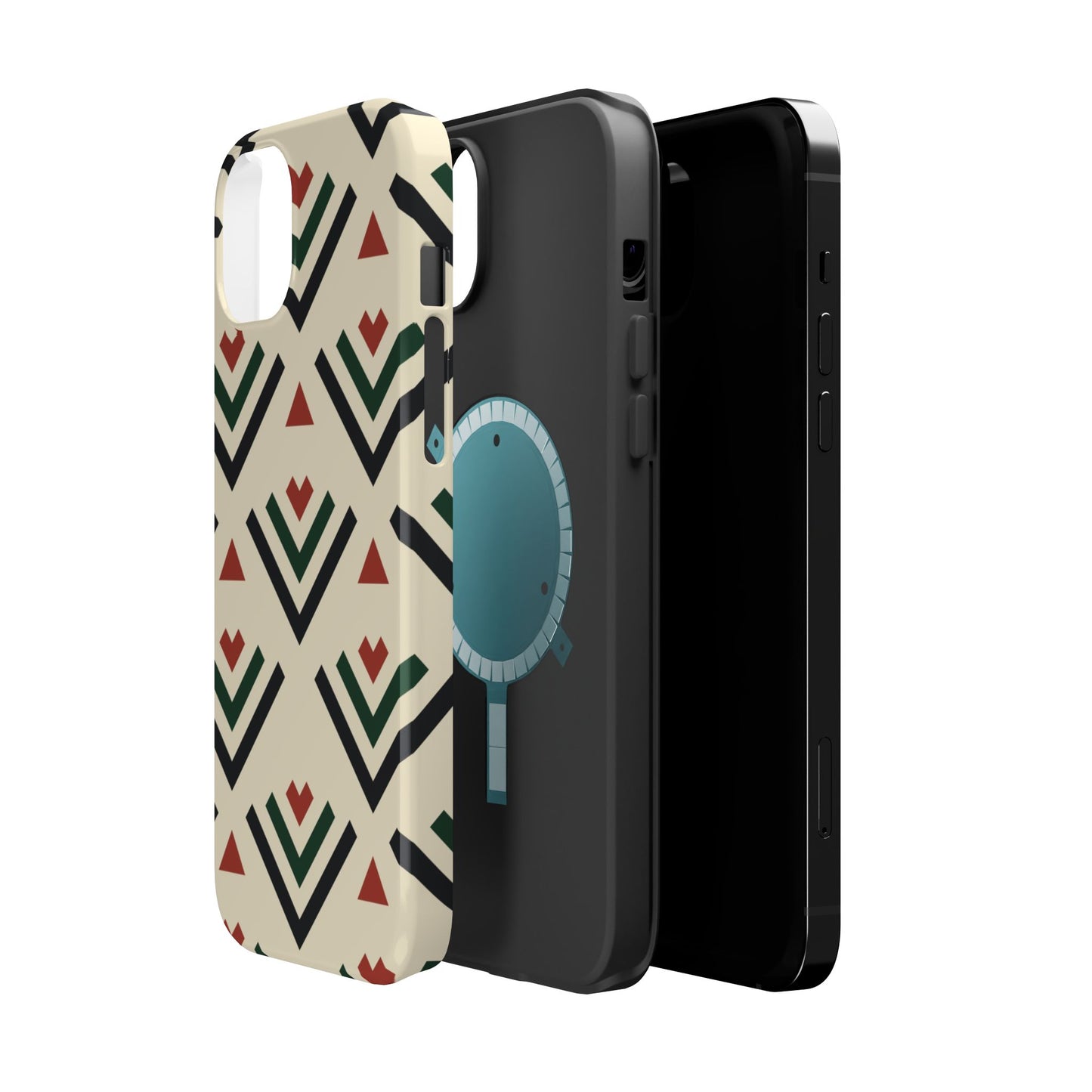 Red Black Green Geometric Design Iphone Magnetic Tough Case